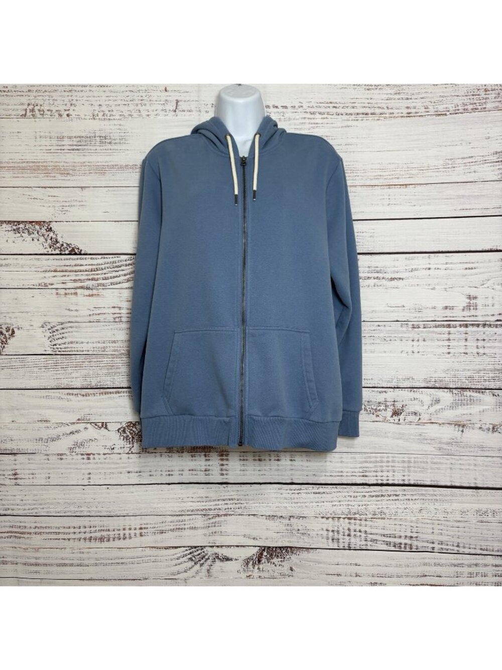 Market & Spruce Blue Zipper Front Long Sleeve Hooded Jacket